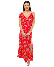HIRE RED RUFFLE MAXI DRESS