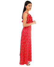 HIRE RED RUFFLE MAXI DRESS