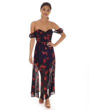 Hire Black Floral Off The Shoulder Midi Dress | Hirestreetuk.com