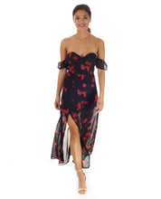 Hire Black Floral Off The Shoulder Midi Dress | Hirestreetuk.com