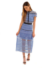 Rent dress | Blue lace ruffle midi dress | Hirestreetuk.com