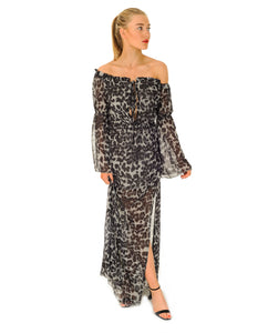 Hire Missguided Grey Leopard Print Maxi Dress | Hirestreetuk.com