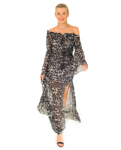Hire Missguided Grey Leopard Print Maxi Dress | Hirestreetuk.com