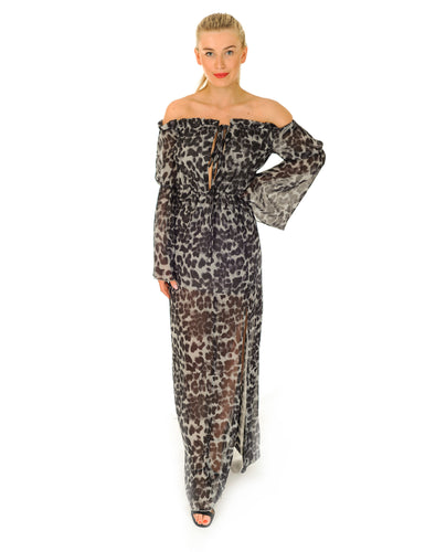 Hire Missguided Grey Leopard Print Maxi Dress | Hirestreetuk.com