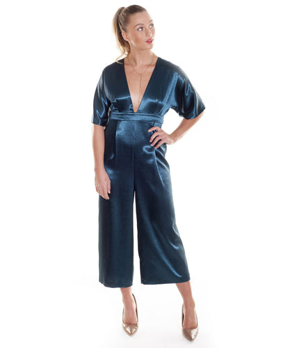 HIRE TOPSHOP GREEN SATIN JUMPSUIT | Hirestreetuk.com